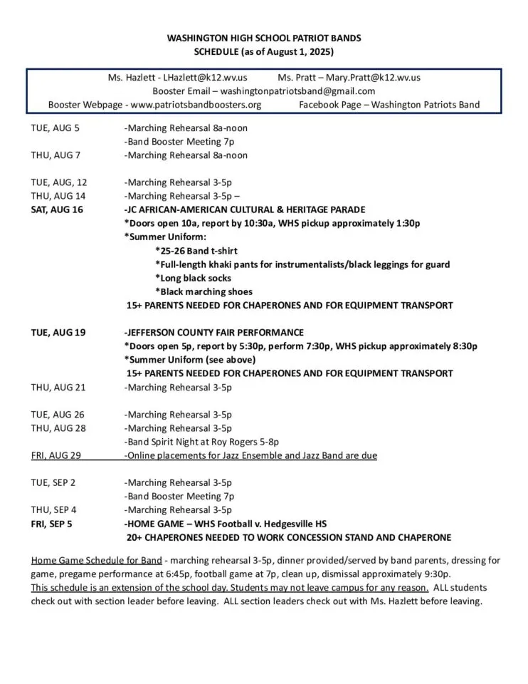 2025 WHS Band Schedule as of August 1 2025.docx pdf 1
